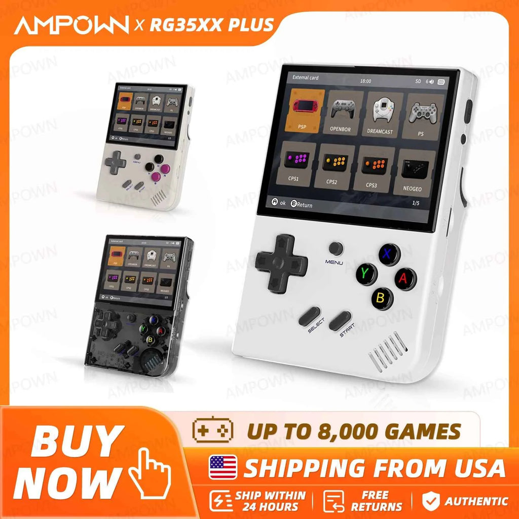 ANBERNIC RG35XX PLUS Retro Handheld Game Console 3.5''IPS Screen Built-in 10K Games HDMI Video Output Streaming Kids Game Player