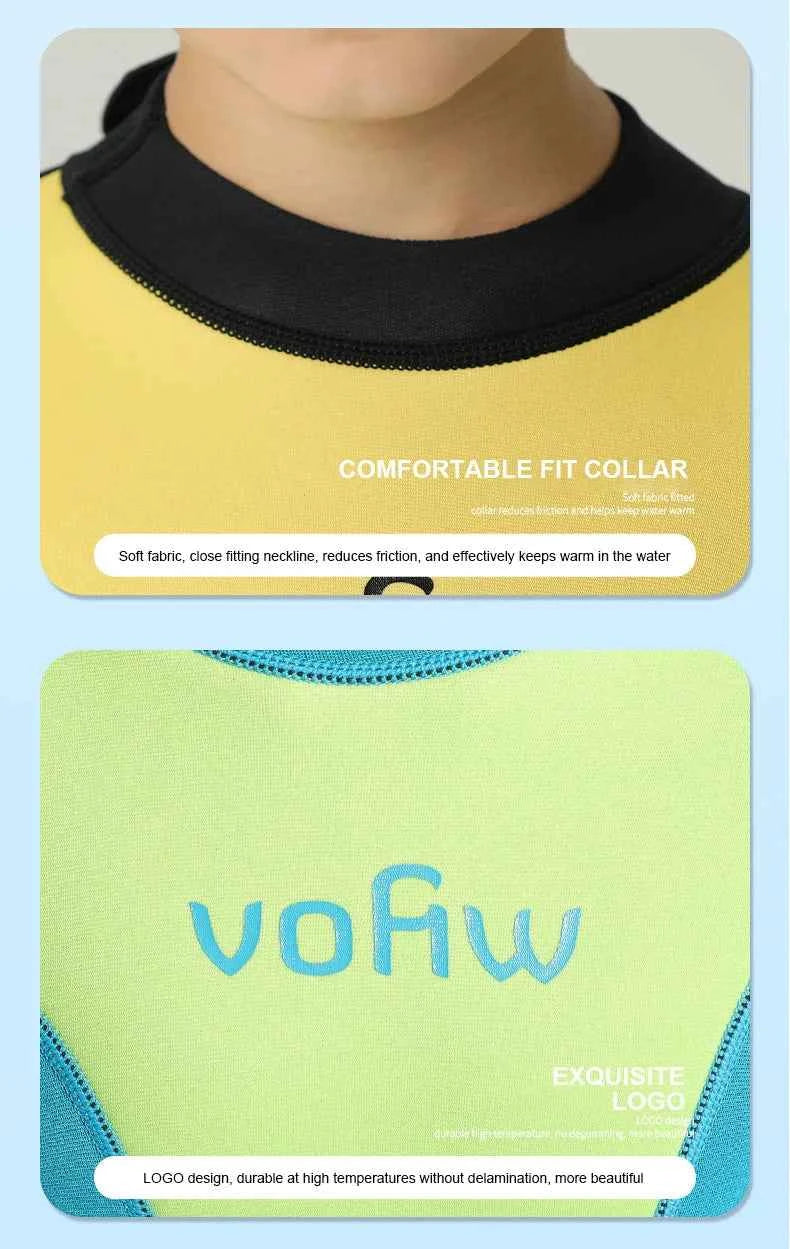 Children's 3mm Neoprene Wetsuit Long Sleeves Back Zipper Snorkeling Swimming Surfing Suit Kid's Swimsuit Water Sports Swimwear
