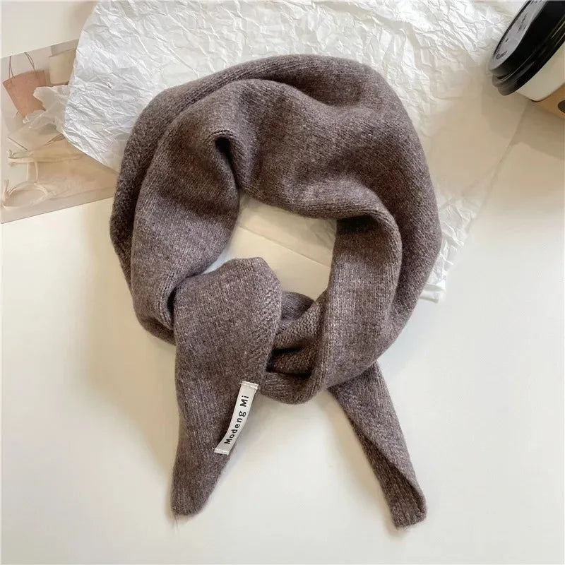 Korean Stripe Triangle Scarf 100% Wool Triangular Scarf Men Women British Niche Headscarf Knitted  Multi-functional Warm Scarf