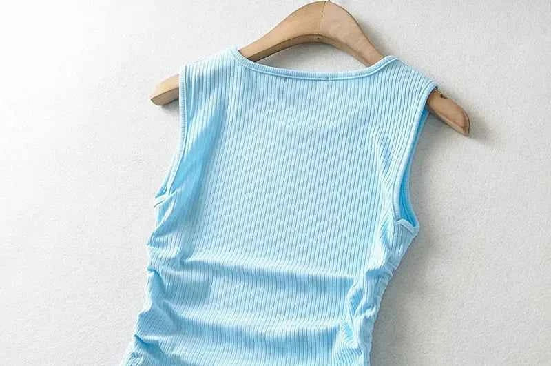 2025 Summer NEW Arrival Women Solid Color Sexy Causal Crop Top With String Both Side Club For Fashion Ladies