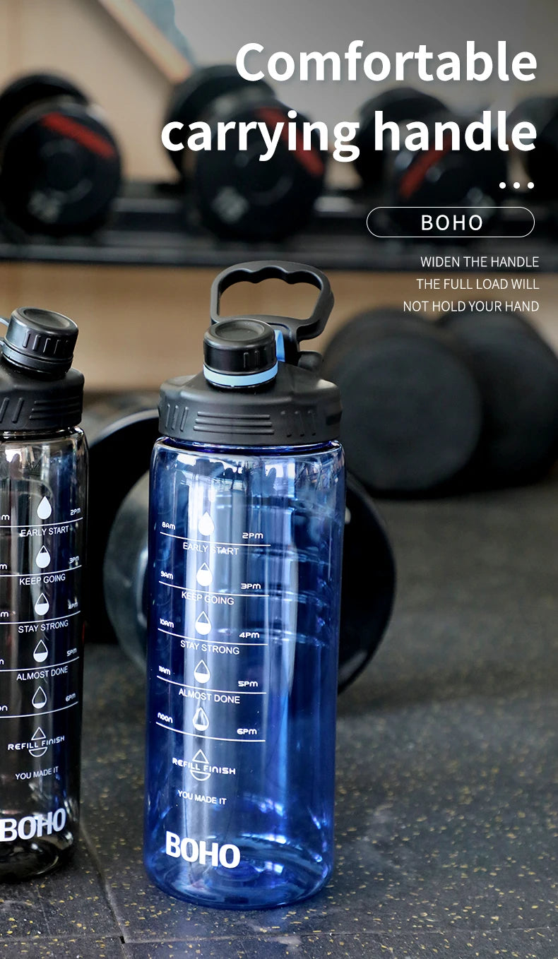 Fjbottle 2 Liter Water Bottle With Straw Large Portable Travel Bottles Sports Fitness Cup with Time Scale