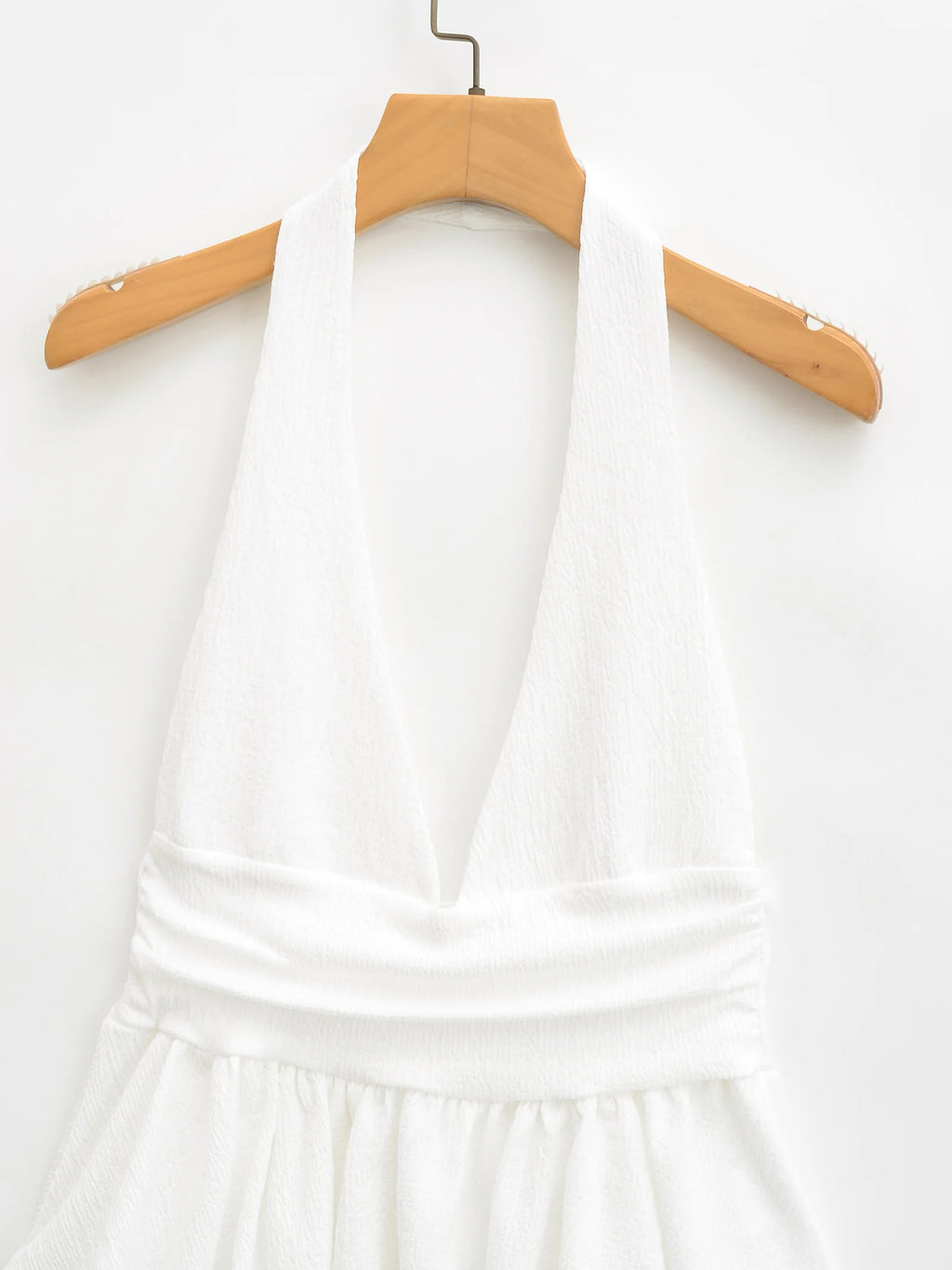 HH Women Vintage Solid Halter Vest Hem Ruffled Lady Sexy Backless Sleeveless V Neck Tops Summer Thin Casual Holiday Chic Top