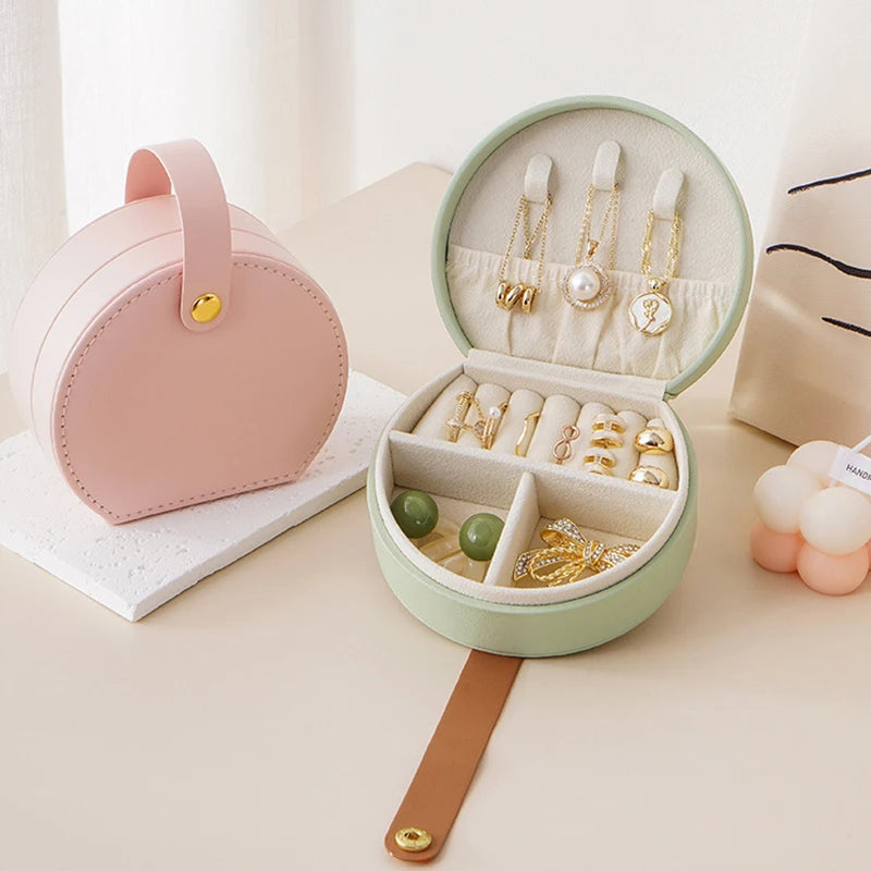 Mini Jewelry Organizer Display Travel Jewelry Case Boxes Earrings Necklace Ring Portable Handbag Jewelry Box Leather Storage