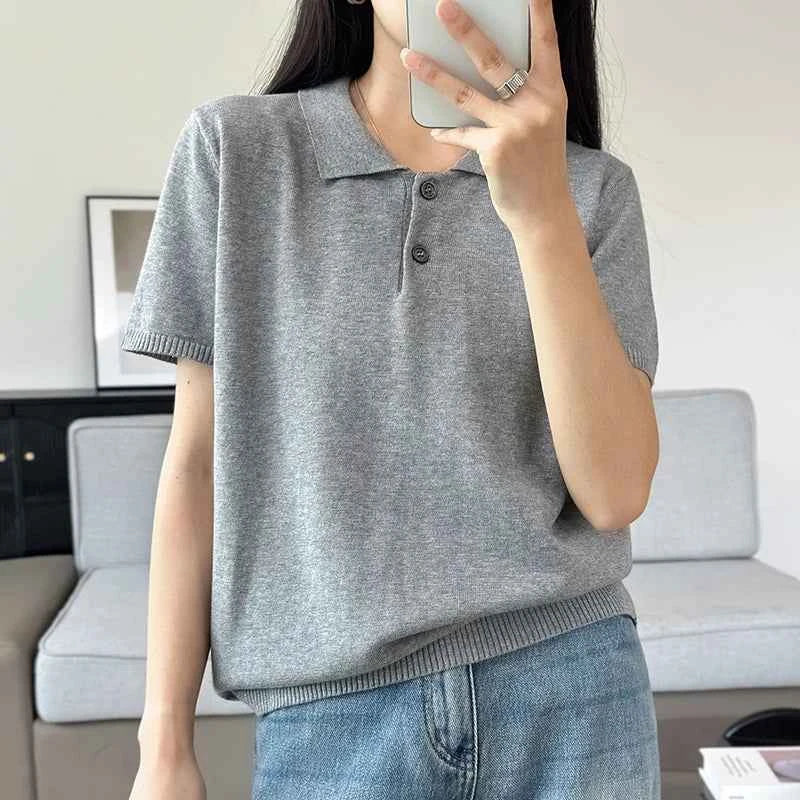 WinvyNee Summer Women's Clothing Cotton Polo T-shirt Short Sleeve Polo Collar Clothes Solid Casual Pullover Female Tops A1002029