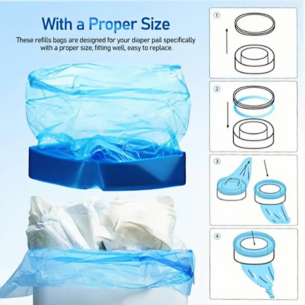 Scented Refill Bags for Tommee Tippee, Diaper Pail Refills for Genie for Angelcare, Nappy Pails Refill Bags for Munchkin