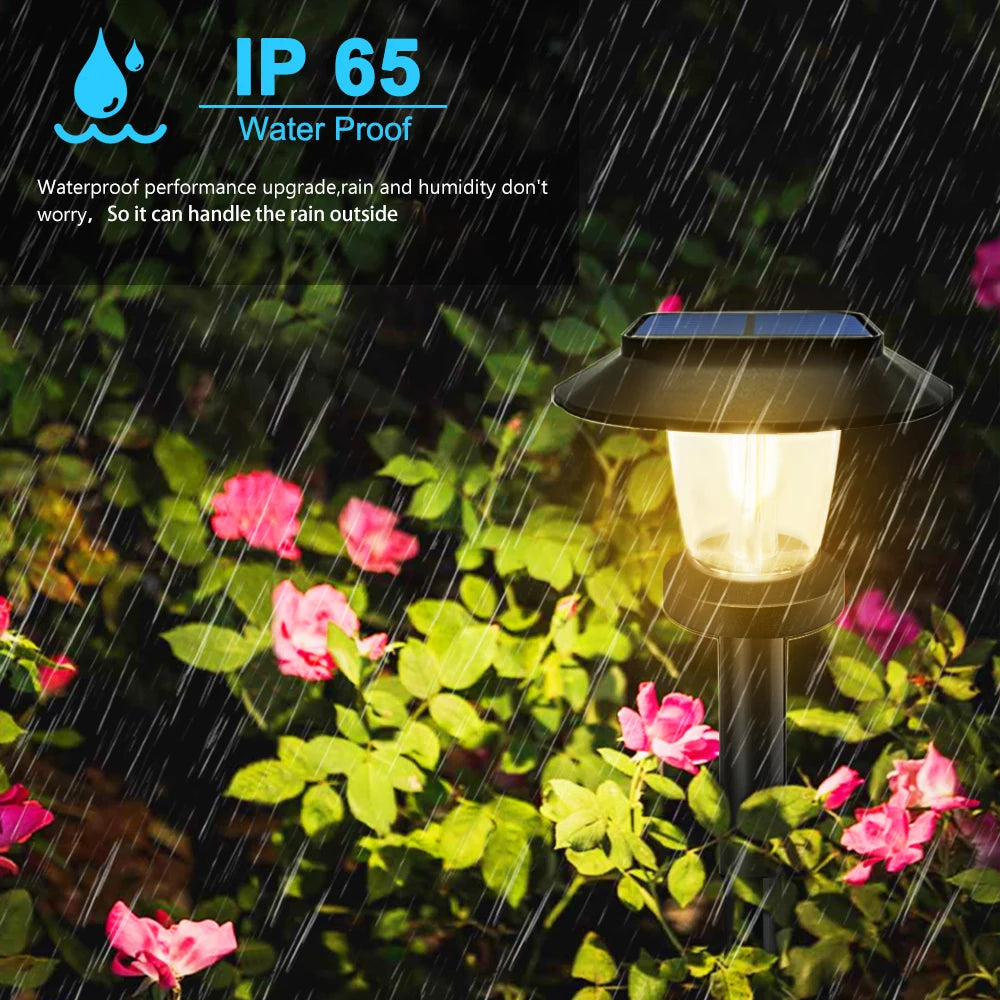LED Bright Solar Landscape Pathway Lighting Outdoor Waterproof 3 Modes Solar Garden Lights for Yard Path Walkway Lawn Decoration