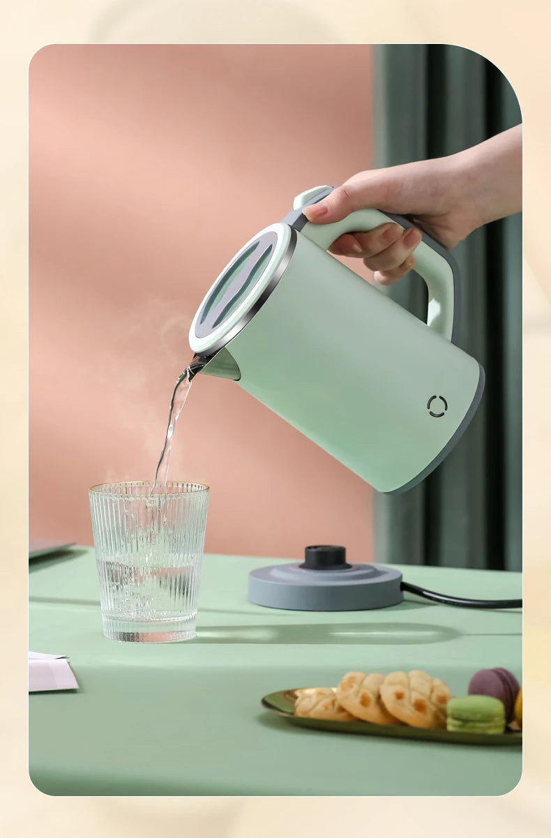 110V/220V Travel Electric Kettle MINI Boiling Teapot Cup Heater Portable Stainless Steel 0.8L Hot Water Quick Heating Pot Boiler