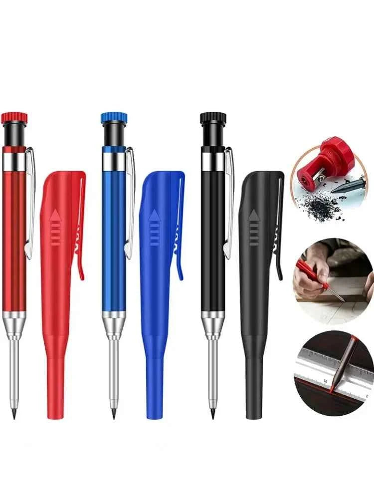 2.8mm Metal Solid Carpenter Mechanical Pencil With Holder Deep Hole Mechanical Marker Stand Pocket Clip Pencil Tool Woodworker