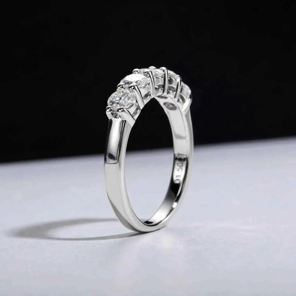 SG White Gold D Color 4mm Moissanite Ring For Women 925 Silver 1.5CT Stone Match Dia Wedding Band Bride S Sterling Sier
