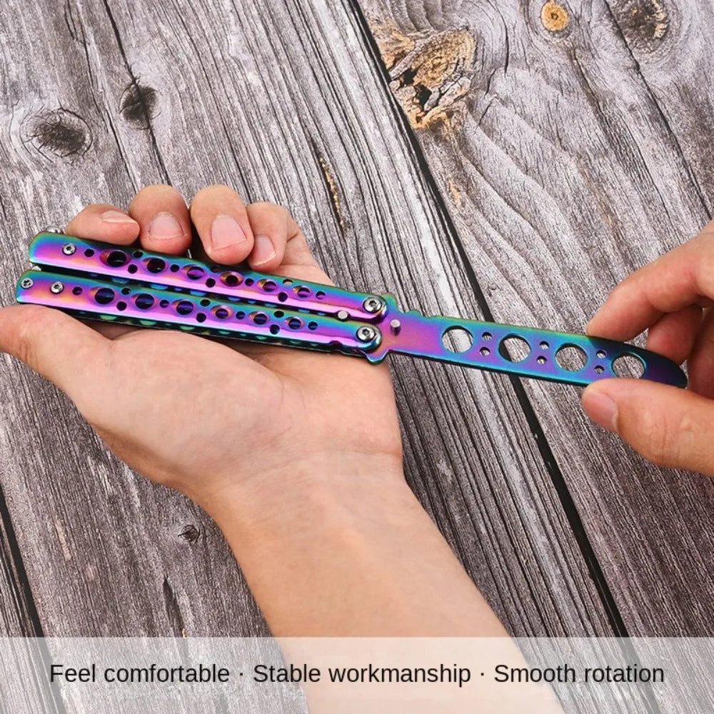 Foldable Butterfly Knife Trainer Stainless Steel Portable Training Tool Cosplay Accessories Practice Knifes for Outdoor Games