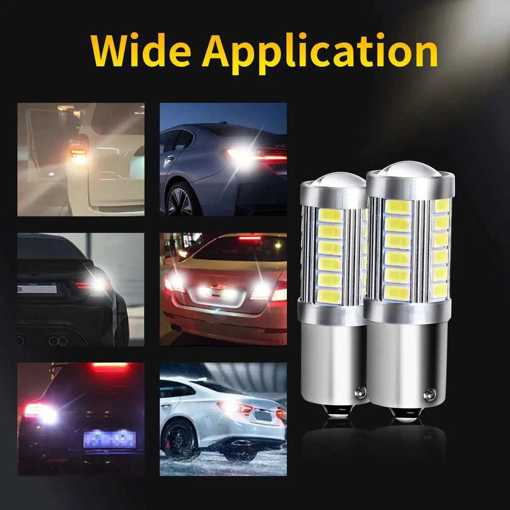 2pcs PY21W P21 5W 1156 Ba15s 1157 Bay15d 33 SMD Led Car Flash Brake Bulbs Lights Reverse Parking Lamps