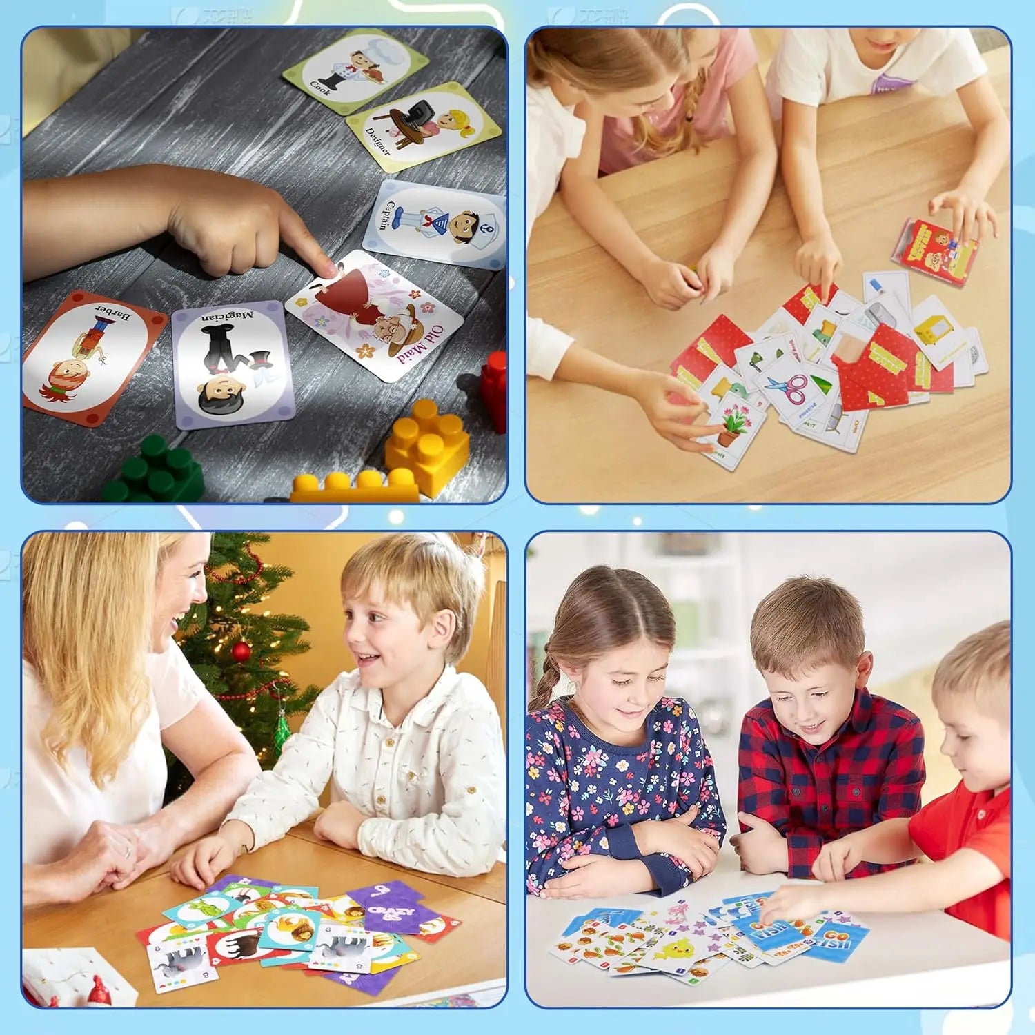 [Kids Card Games]Go Fish, Old Maid, Memory Match and Crazy 8s for Kids 4-8, Fun Toddler Card Games for Family Game Party Games
