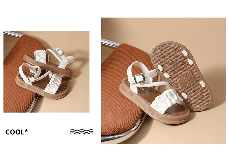 New Children's Sandals Summer Bowknot Girls Princess Causal Shoes Fashion Kids Soft Bottom Beach Flat Sandals Open-toe Versatile