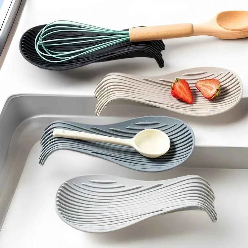 Silicone Kitchenware Tray, Kitchen Spatula, Soup Spoon, Silicone Spoon Holder, Household Thick Insulated Silicone Spoon Pad