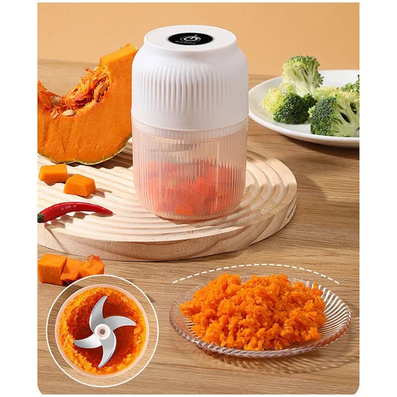 New Electric Garlic Puree Blender Kitchen Mini Food Chopper Meat Grinder With 6 Stainless Steel Blades Small Vegetable Chopper