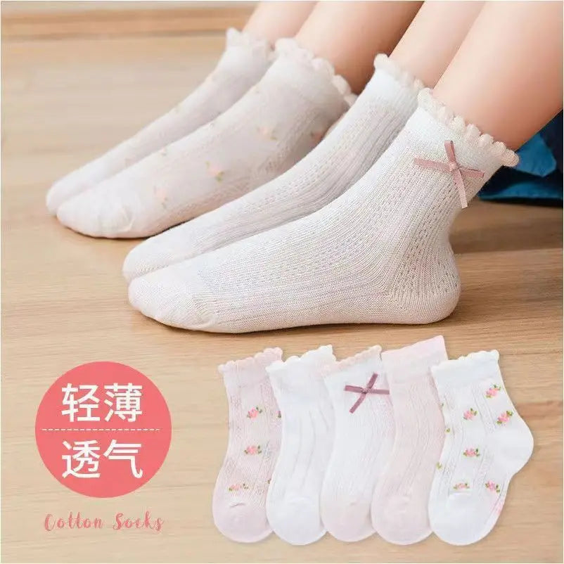5 Pairs/ Lot Pure Colour Soft Breathable Cotton Kids School Socks Girls Boys Casual Grey Black White Sports Children's Socks