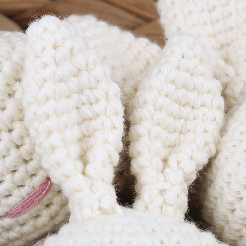 Crochet Animal Baby Pacifier Clip Accessories Handmade Knitted Bunny Teether Beads Newborn Nipple Clip Dummy Soother Holder Toy