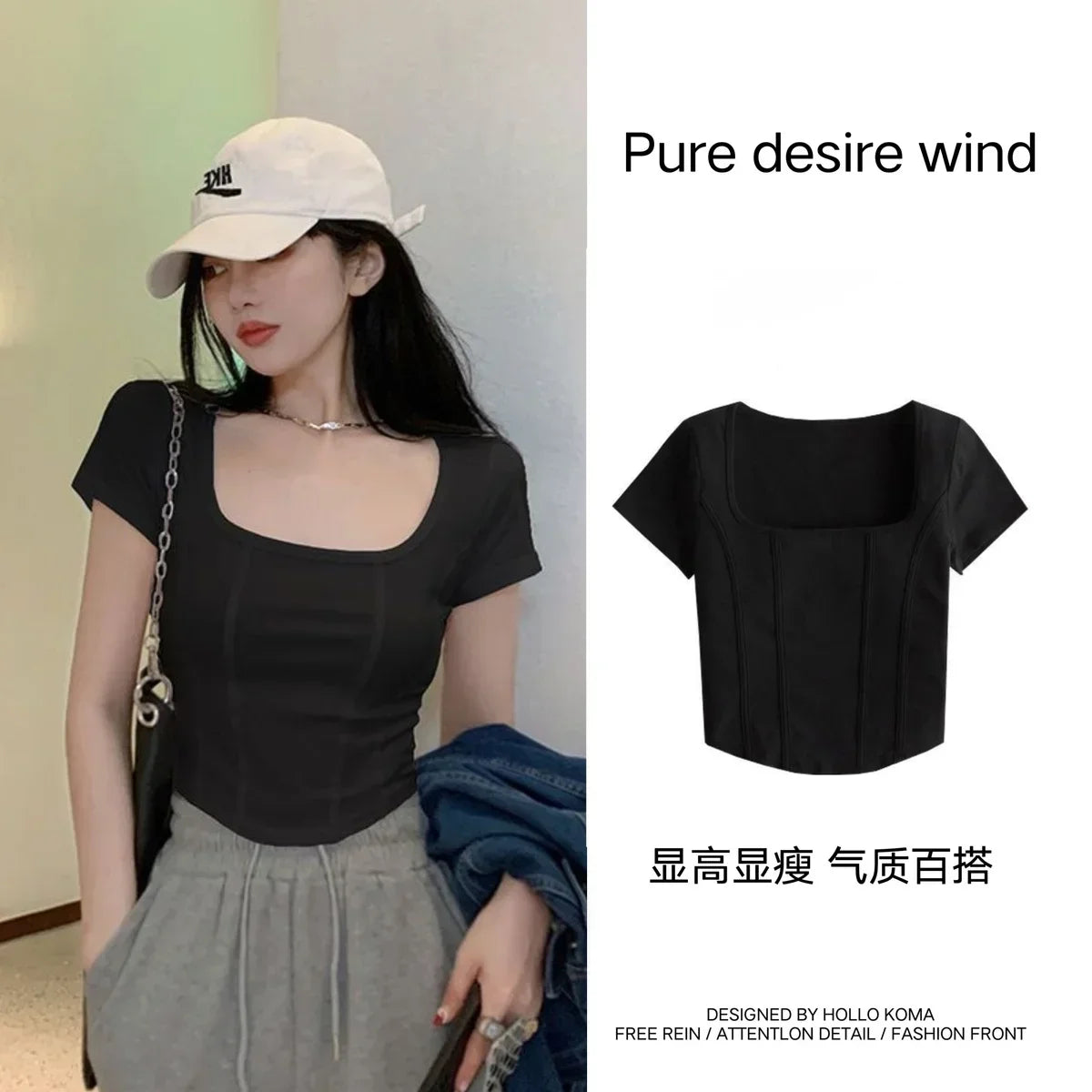 T Shirt Crop Top Women Summer 2026 Flowers Print Cotton Square Collar Pullovers Woman Short Sleeve Tees Slim Fit Sexy Top Female