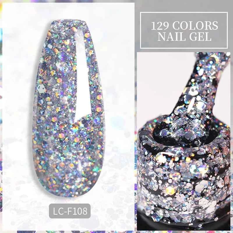 LILYCUTE 7ml Colorful Glitter Gel Nail Polish Spring Color Sparkling Sequins Soak Off UV LED Varnish Nail Art Decoration