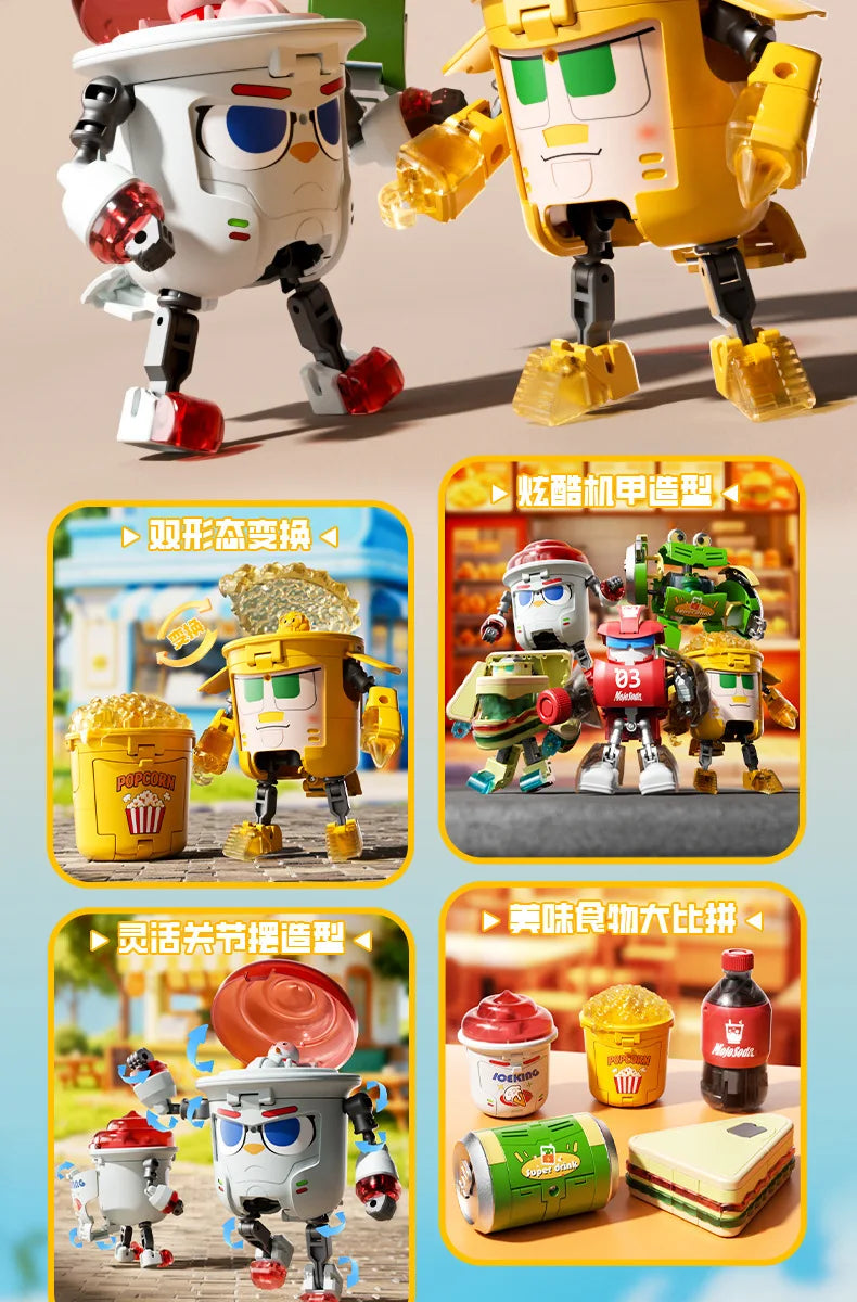Kids Transformation Robot Toy Fun Simulation Food, Sandwich-making Mecha Robot Models Drink-shaped Free Transformation Robot Toy