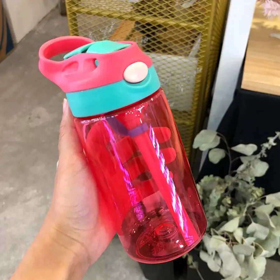 480ml Water Bottle with Straw Kids Girls Portable Travel Bottles Cup Gym Sports Fitness Summer Cold Water Juice Drinking Bottle