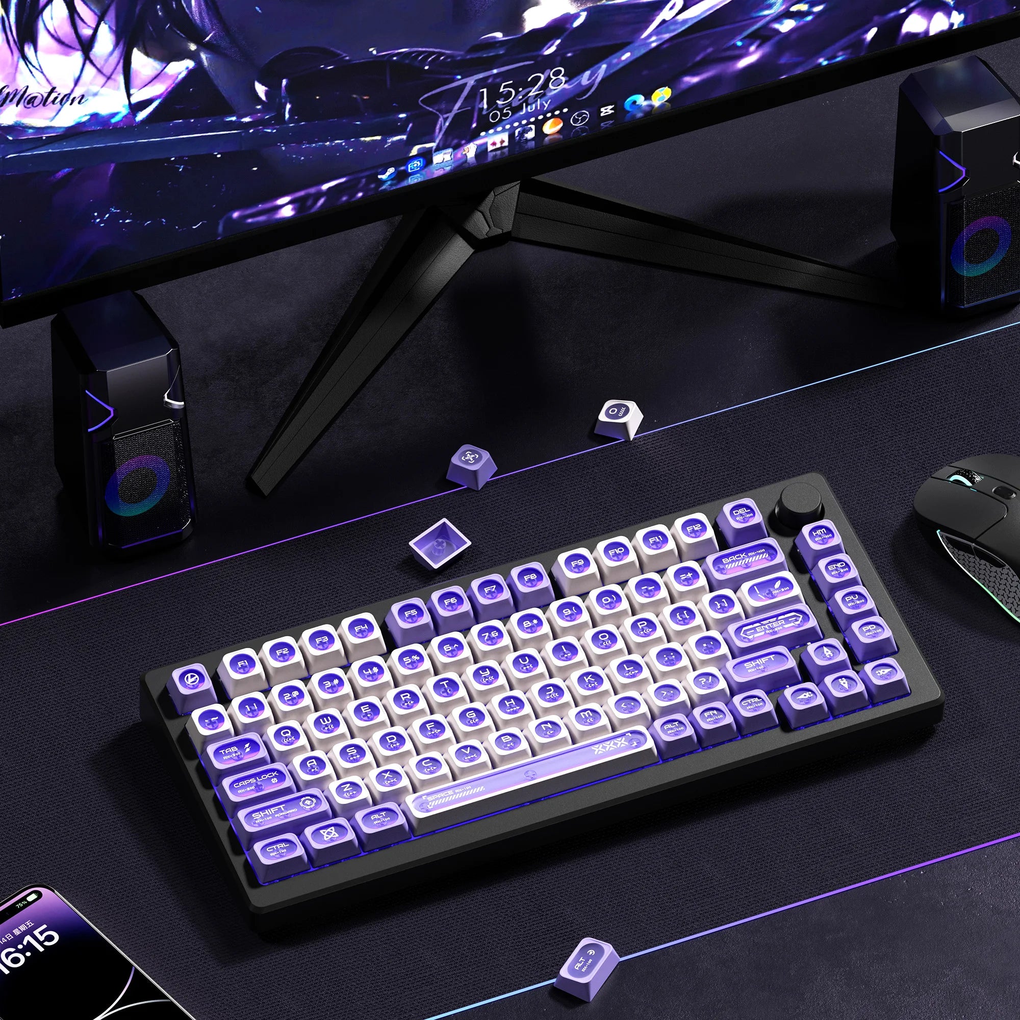 XVX White Shine Through Cats eye MAX Profile Dye-Sub PBT Keycap Set 136-Key