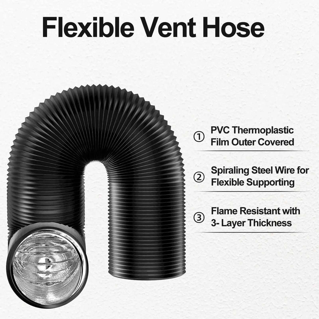 4 inch Dryer Vent Hose with 2 Stainless Steel Clamp Air Ducting Heavy-Duty Flexible Exhaust Pipe Kitchen