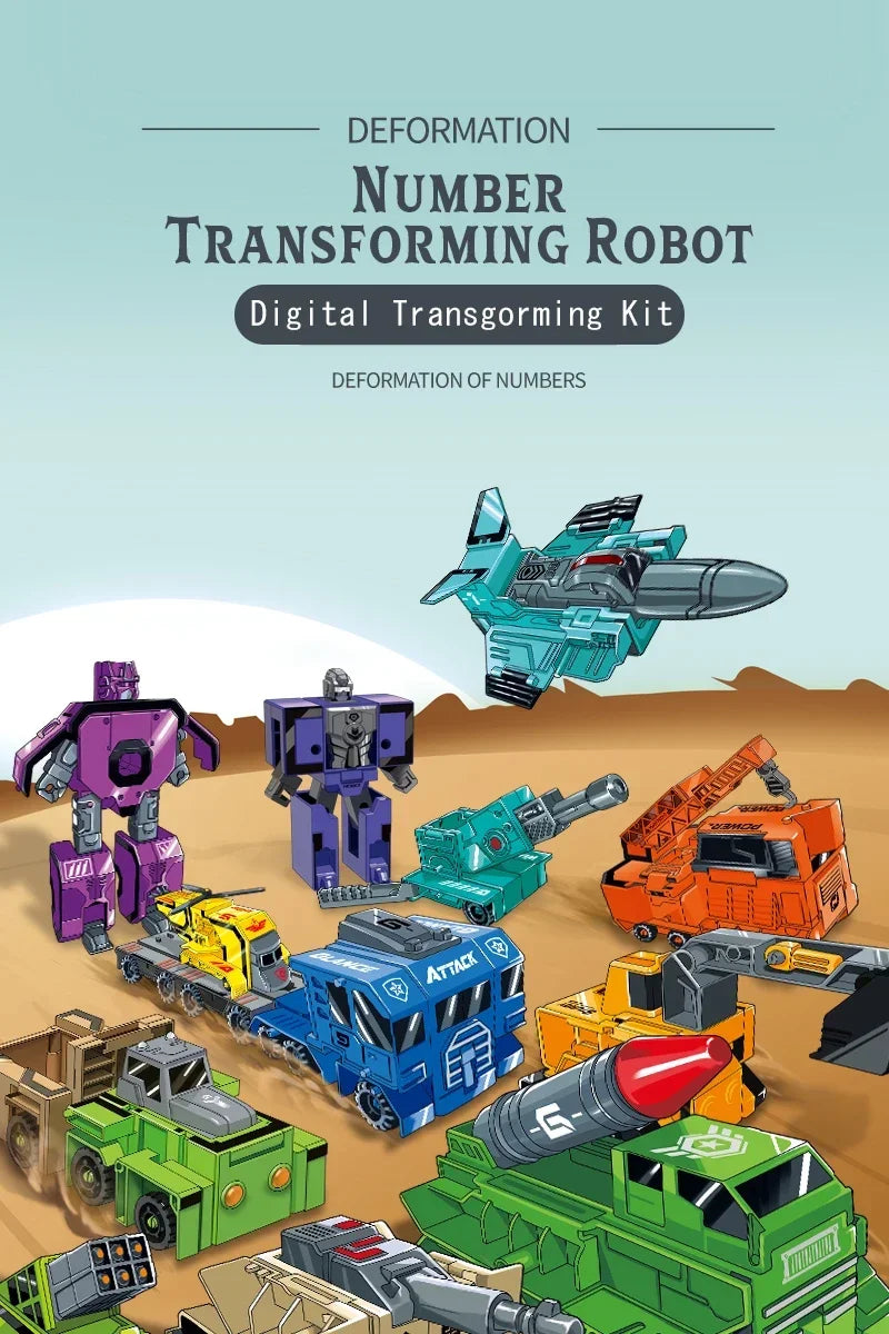 Kids Educational Deformation Toys: Digital Number Bots & Tank Warrior Transformation Robots