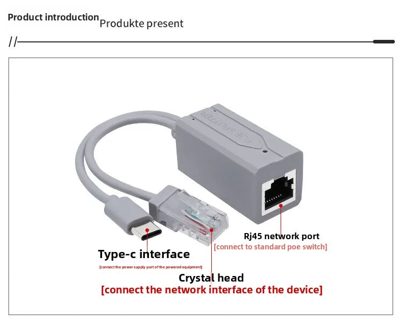 100Mbps 48V To 5V POE Splitter Standard Isolated Type-C USB Power Supply Module POE Splitter