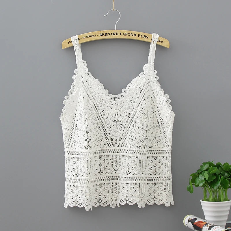Cotton Crochet Tank Top Sexy Knitted Hollow Out Vest Crop Top Women Femme Vintage Backless Camisole Female 2026 Summer Clothes