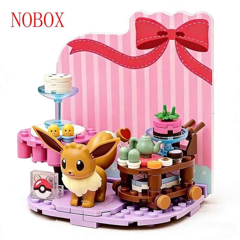 Pokemon Building Blocks Pikachu Psyduck Seaside Party Theme Scene Model Bricks Desktop Decorative Ornaments DIY Toys Gifts