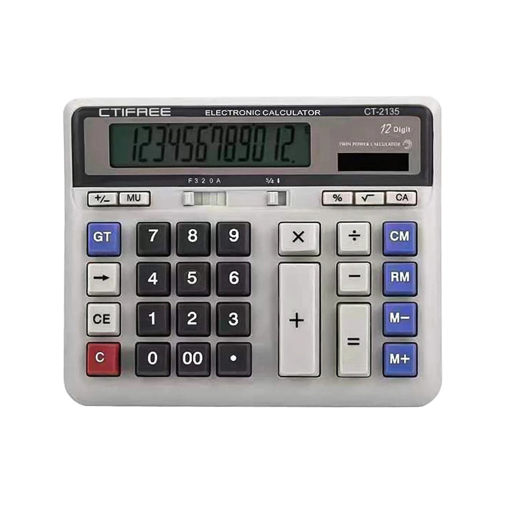 Computer Electronic Calculator Counter Solar & Battery Power 12 Digit Display Big Button Calculators for Business Office School