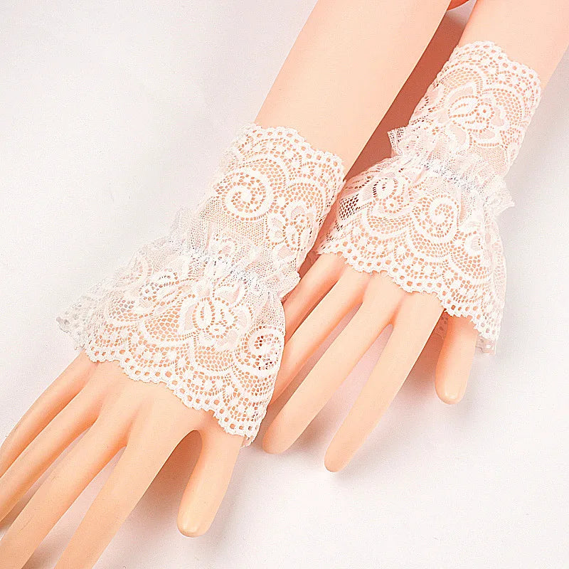1Pair Detachable Fake Sleeves Spring Autumn Lace Ruffles Elbow Sleeve Cuff Sweater Decorative Sweet Female Transparent Cuffs