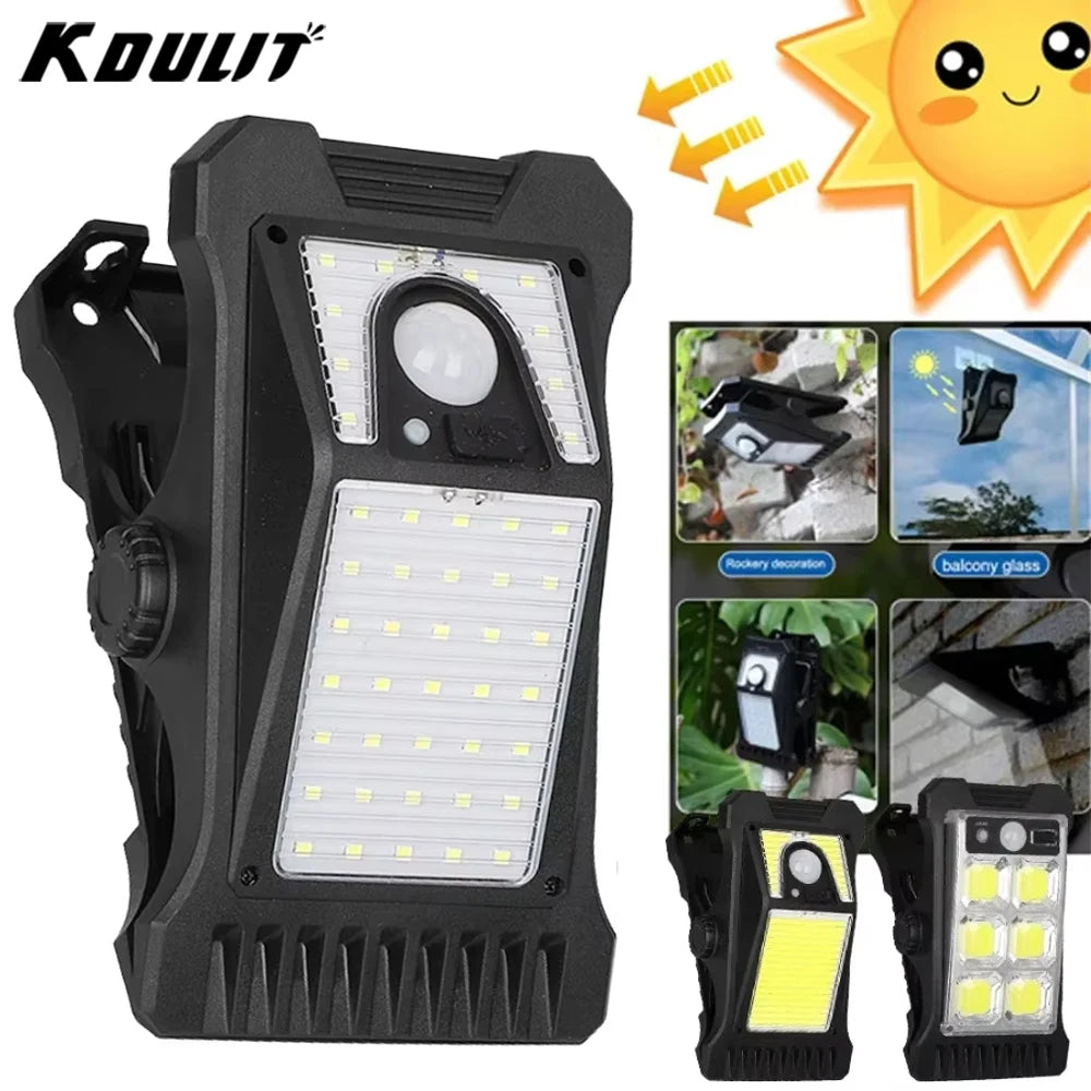 KDULIT Solar Garden Lights Outdoor Solar Clip Light Waterproof Motion Sensor Camping Lamp Fence Street Landscape Wall Decoration