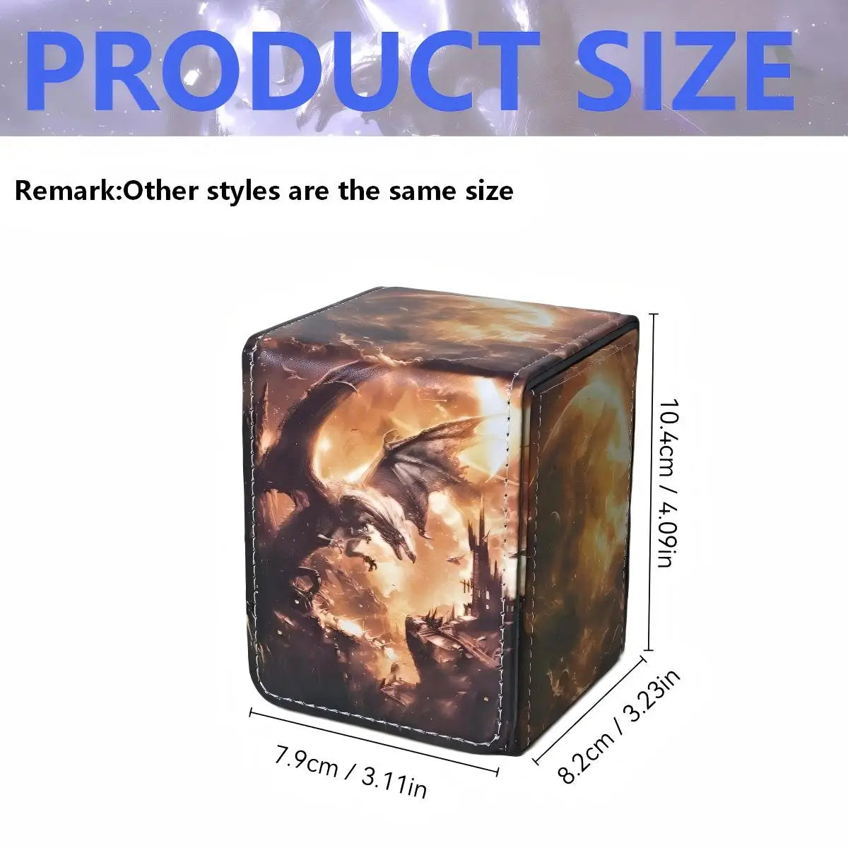 Premium Pu Leather Card Box Compatible with Mtg Cards - Can Hold More Than 100 Single Set Cards, Trading Card Storage Box Suitable for Tcg/Ptcg/Ygo Cards, Sports Card Holder with 2 Dividers, 4 Designs to Choose From, Card Org
