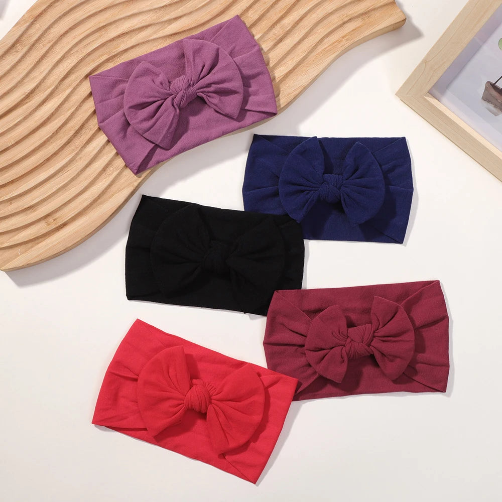 5Pcs Cute Bows Baby Headband Soft Elastic Baby Girl Hair Bands For Newborn Infant Turban Headwear Baby Hair Accessories