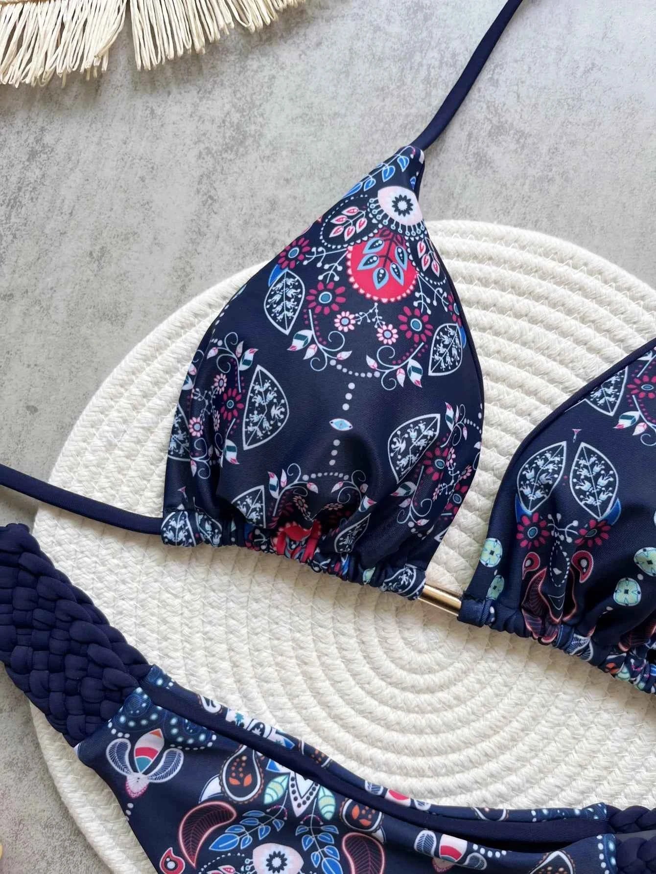 RUOTONSEPT Print Halter Mini Thong High Cut Bikini Female Swimsuit Women Swimwear Two-pieces Bikini set Bather Bathing Suit Swim
