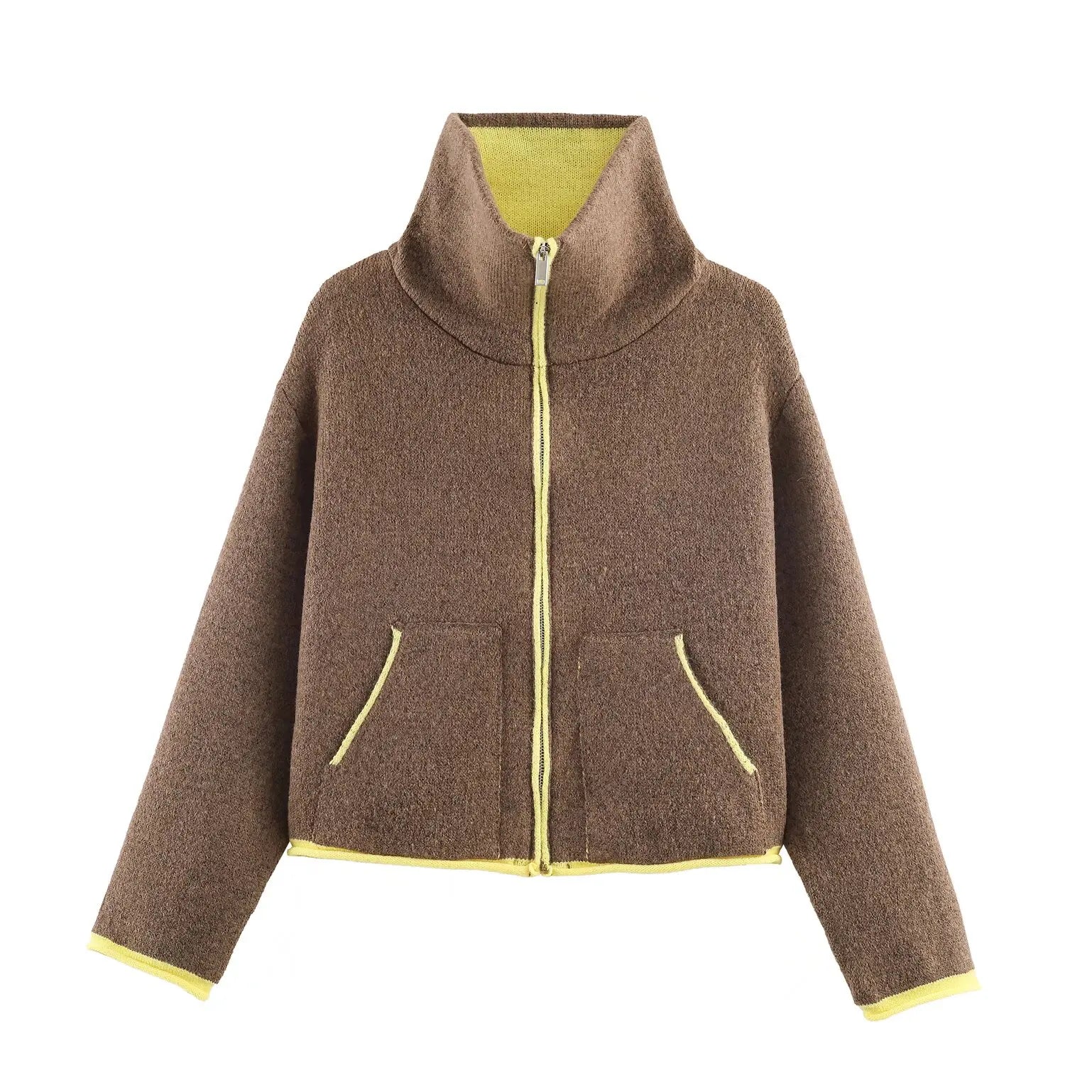 2026 Autumn Casual Jacket Coat Fashion Contrast Color Design Long Sleeve Zipper Jackets For Women Streetwear Casual Outerwear ﻿