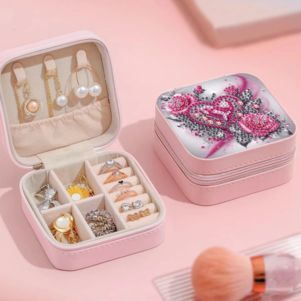 Diamond Art Painting Jewelry Organizer Box kit,DIY Roses Jewelry Box for Adults, Portable Jewelry Case Jewelry storage Gifts