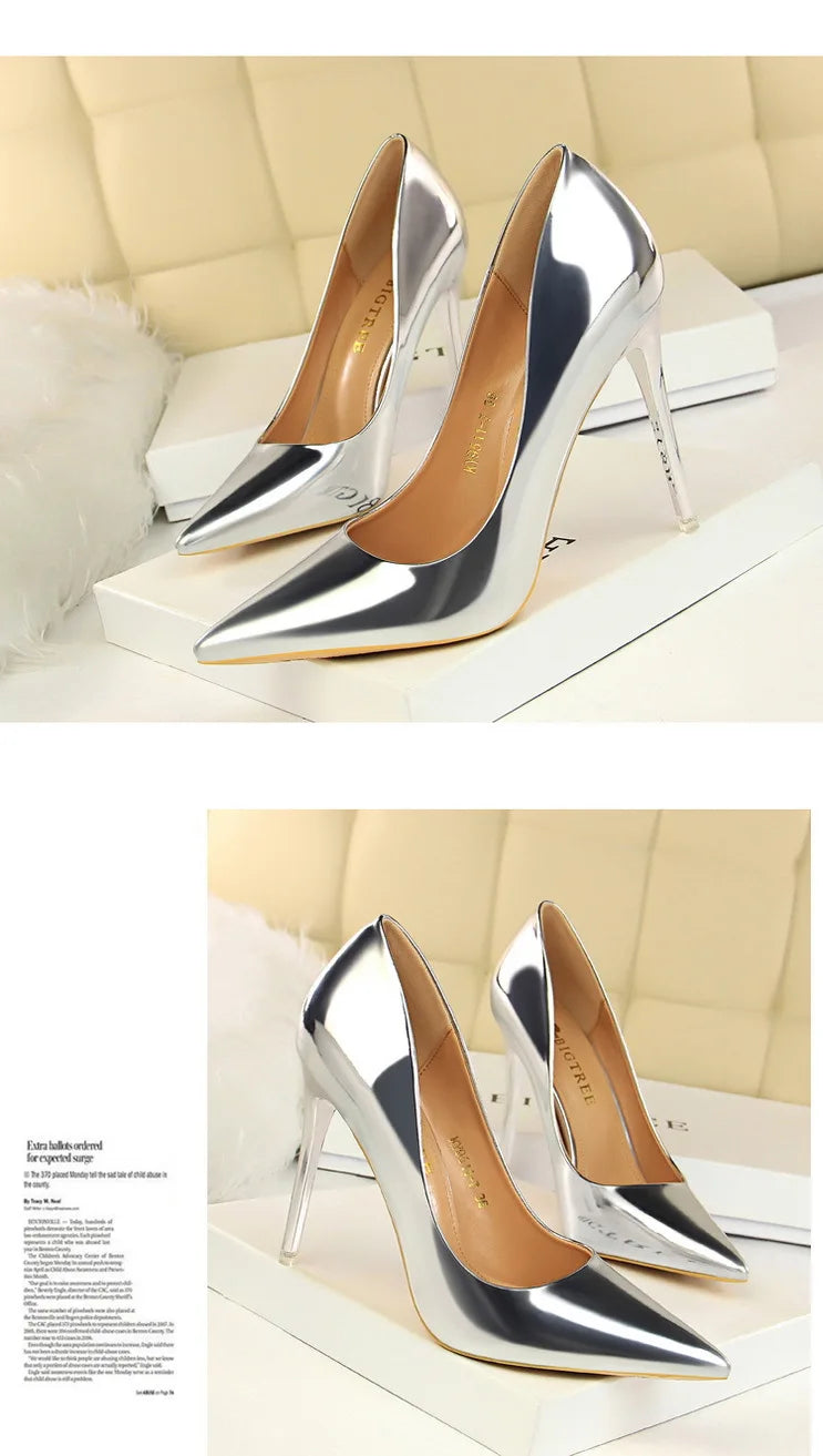 BIGTREE Shoes Classic Pumps Patent Leather Women Pumps Fashion Women Wedding Shoes High Heels Stiletto 10.5 Cm 7.5 Cm Lady Shoes