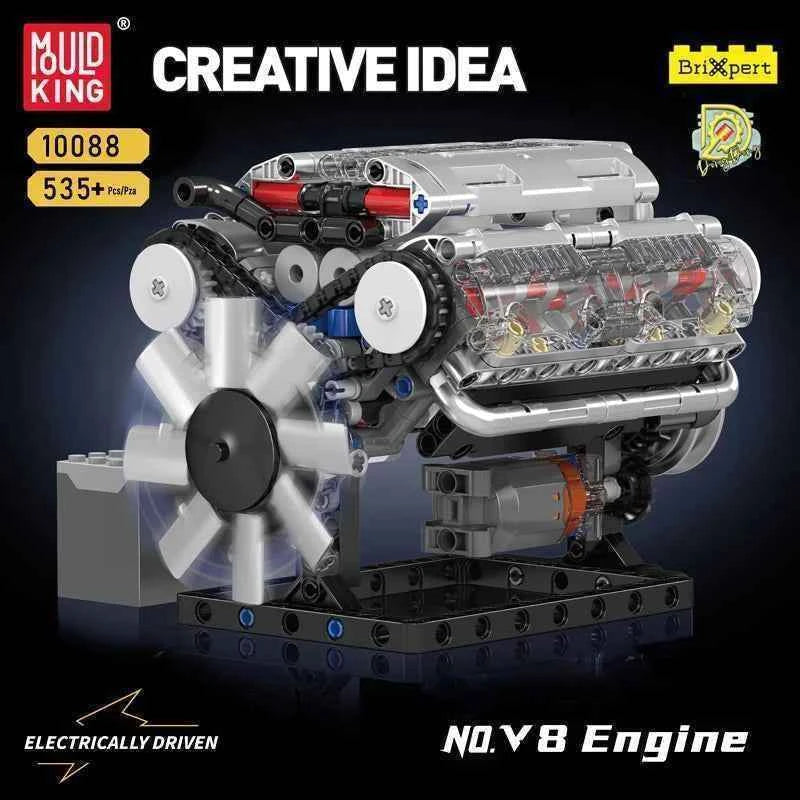 Mould King 10088 The V8 Engine Building Block Assembly Technical Car Brick Set Educational Car Engine Toys Kids Christmas Gift