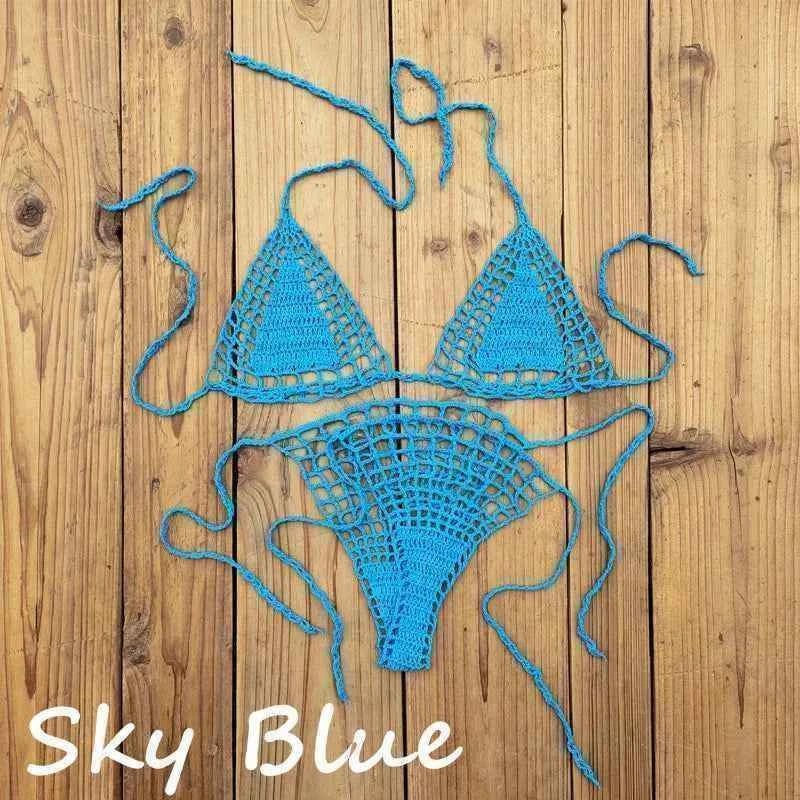 Handmade Crochet Mini Bikini Set Sexy Beach Micro-Swimsuit Sundress - Women's Swimwear
