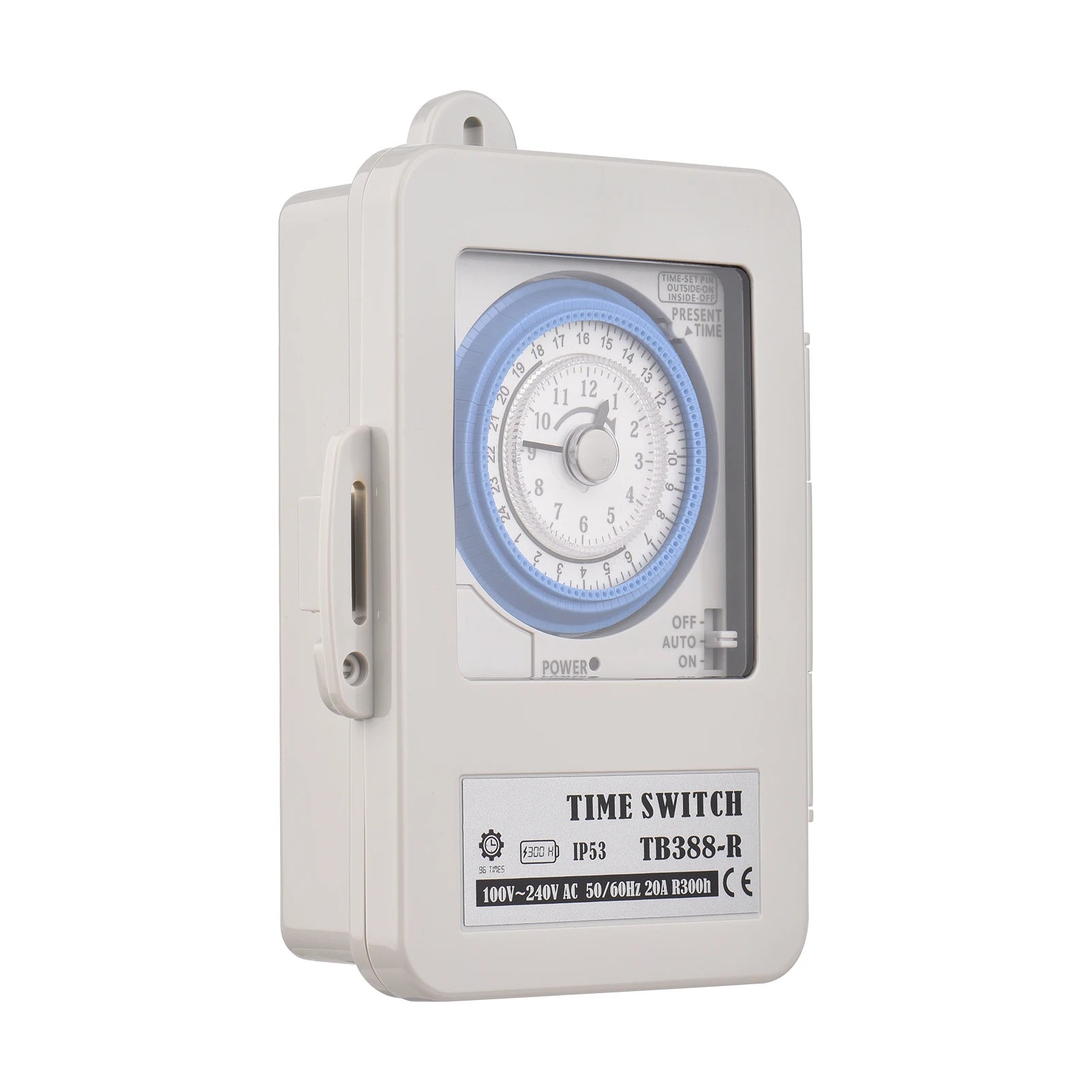 Mechanical 24 Hours Timer Switch IP53 Programmable Electrical Timer Switch Box AC 100-240V 15 Minutes Interval 96 Times ON/ OFF