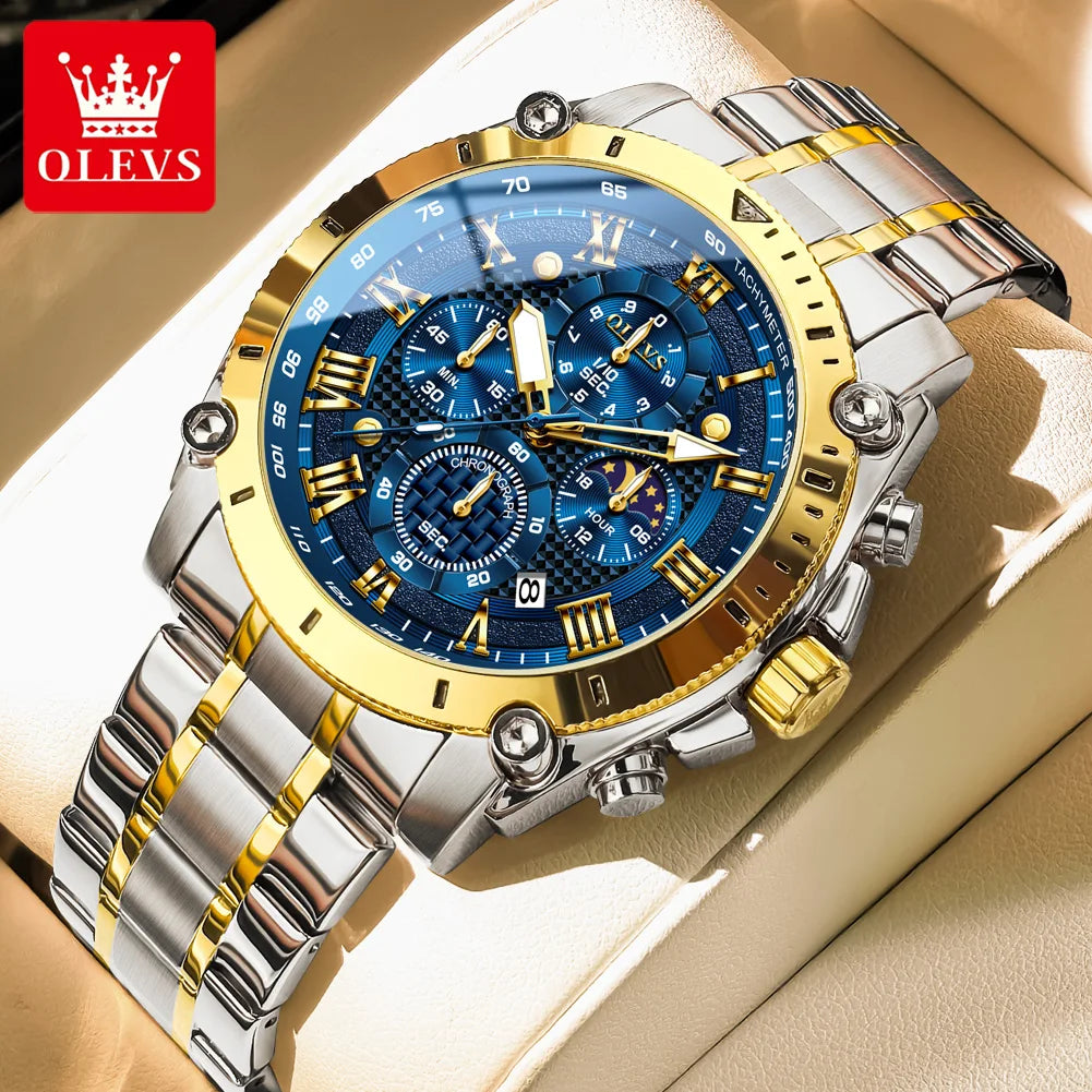 OLEVS Watches Man 3689 Multifunctional Sports Quartz Watch 30m Waterproof Luminous Date Mens Watch Original Business Brand