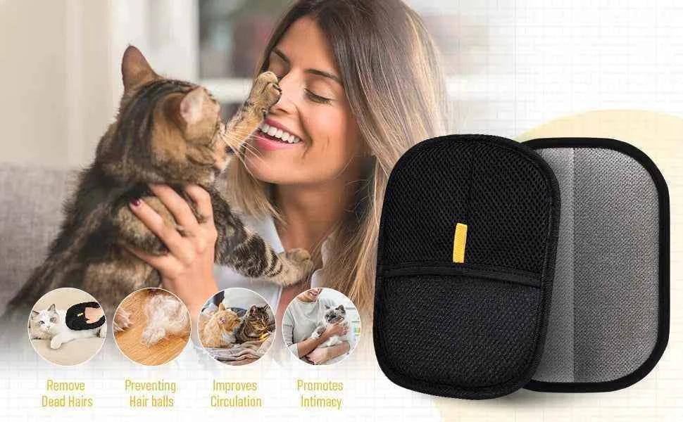 Pet Hair Removal Tool Reusable Static Removal Gloves, Double-Sided Grooming Gloves for Pets, Removes Pet Fur Hair for Carpets