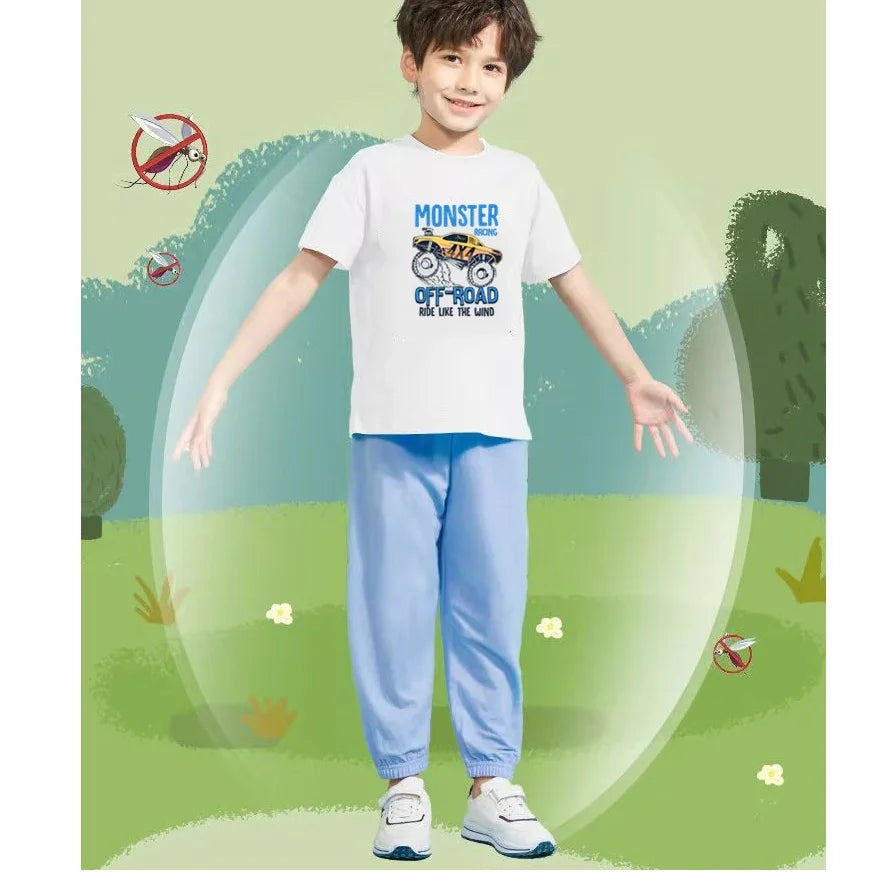 Kids Game Controller 2-Piece Outfit Set Short-Sleeve T-Shirt + Pants Summer Clothes Set for Boys Fashion Clothing YXJ01