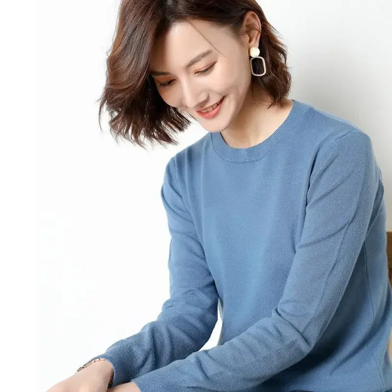 Women Sweaters 2026 O-neck Long Sleeve Autumn Winter Pullovers Fashion Korean Sweaters Bottoming Shirts Slim Knitwear Jumpers