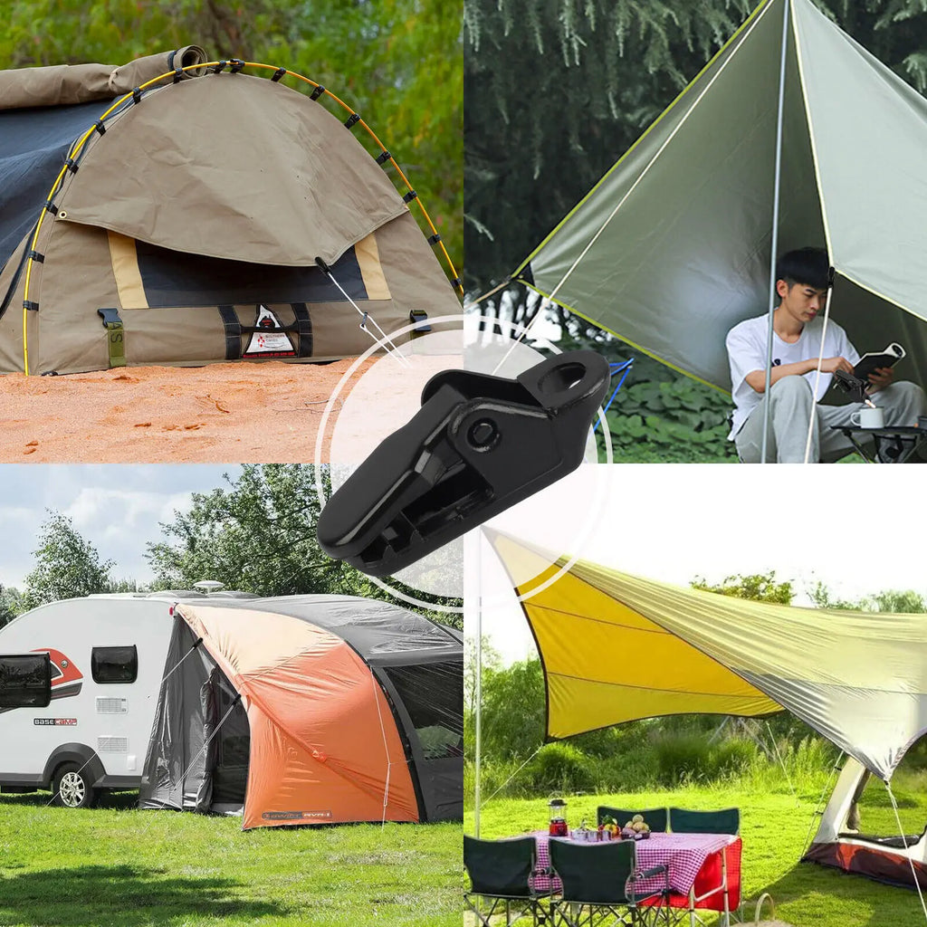 4/8/10/12 Pcs Outdoor Tent Clip Tarpaulin Awning Fixed Tool Hard Wind Rope Clamps Reusable Hiking Camping Accessories Mini