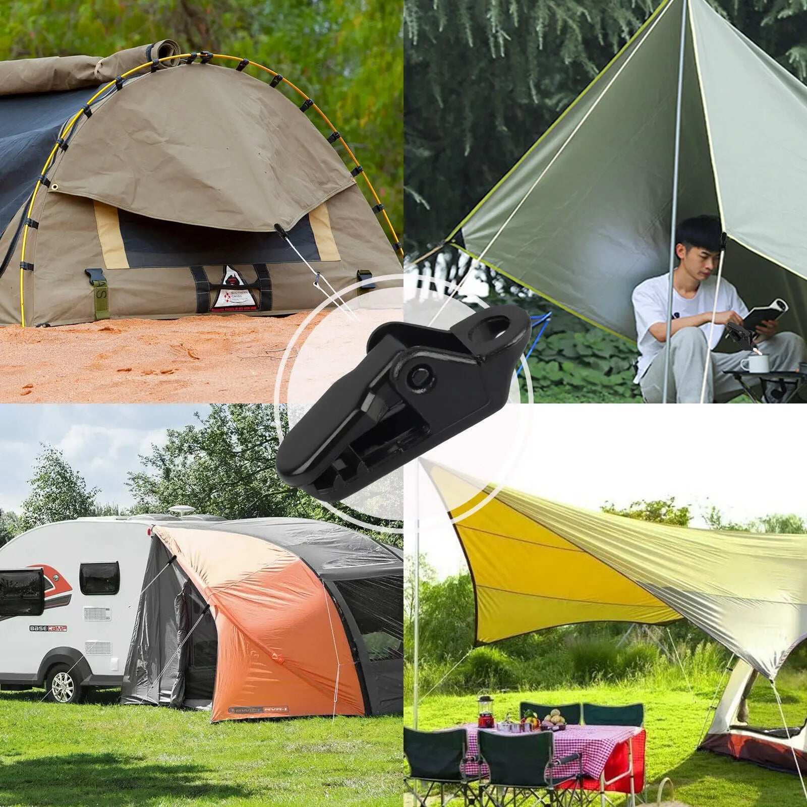 4/8/10/12 Pcs Outdoor Tent Clip Tarpaulin Awning Fixed Tool Hard Wind Rope Clamps Reusable Hiking Camping Accessories Mini