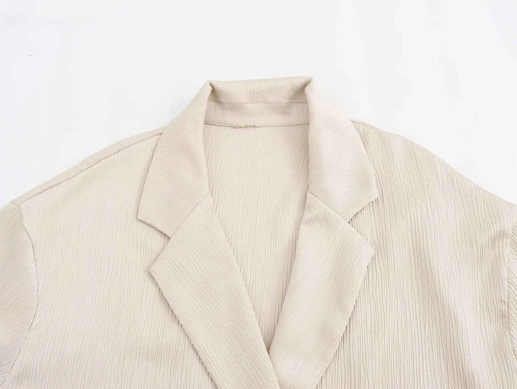 Autumn New Women's Clothing European And American Style Fashionable Wrinkled Suit Jacket Casual Pants Set